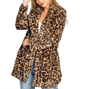 Love Tree Brown Leopard Faux Fur Jacket